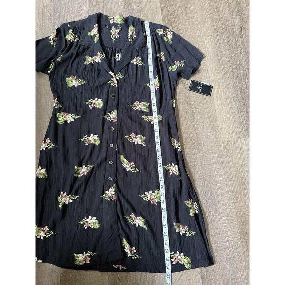 VOLCOM - STORMY TROPIX SS DRESS Black Mini Dress Summer Floral Size Large - Picture 7 of 9